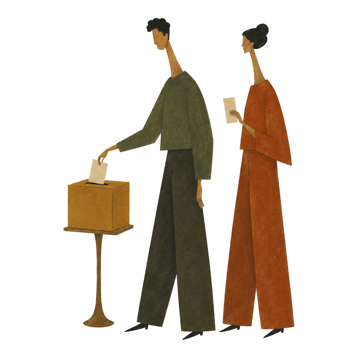 People place ballots into a ballot box